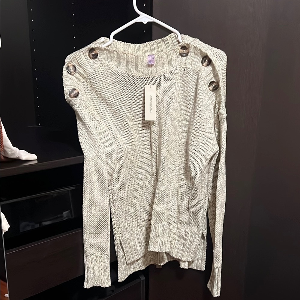 Francesca’s Grey Sweater with Button Detail